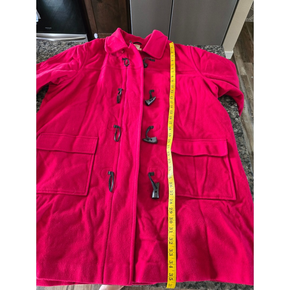 Vintage LL Bean Womens 3X Red Wool Blend Toggle Duffle Coat Jacket Preppy Classy - Picture 13 of 13